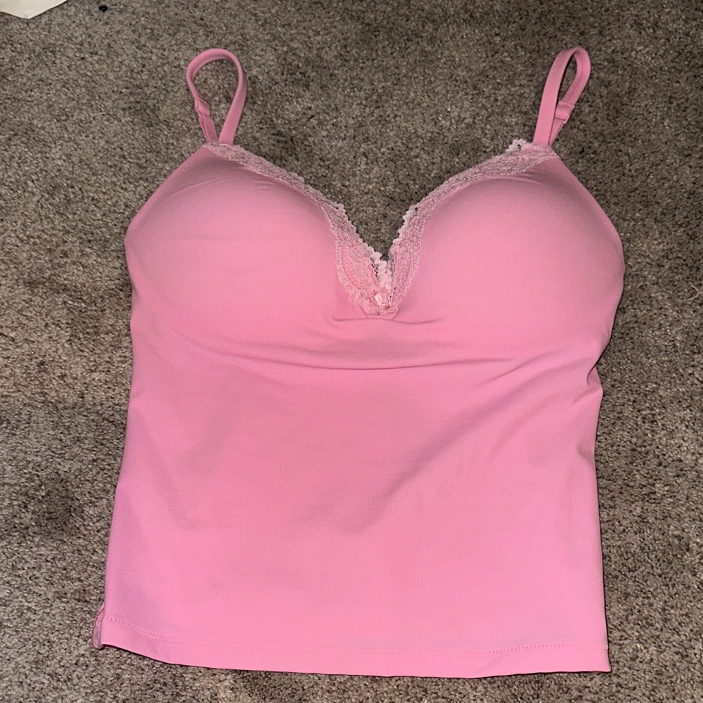 SKIMS fits everybody lace push up cami in bubblegum tonal